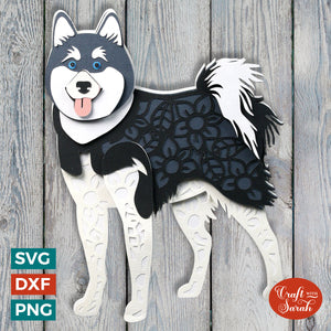Klee Kai SVG | Layered Alaskan Klee Kai Dog Cutting File