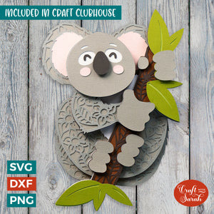 Koala SVG File | Layered Koala Cutting File