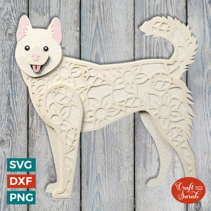 Korean Jindo SVG | Layered Korean Jindo Dog Cutting File
