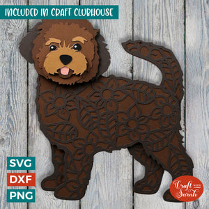 Labradoodle Puppy SVG | Layered Large Fluffy Puppy Cutting File