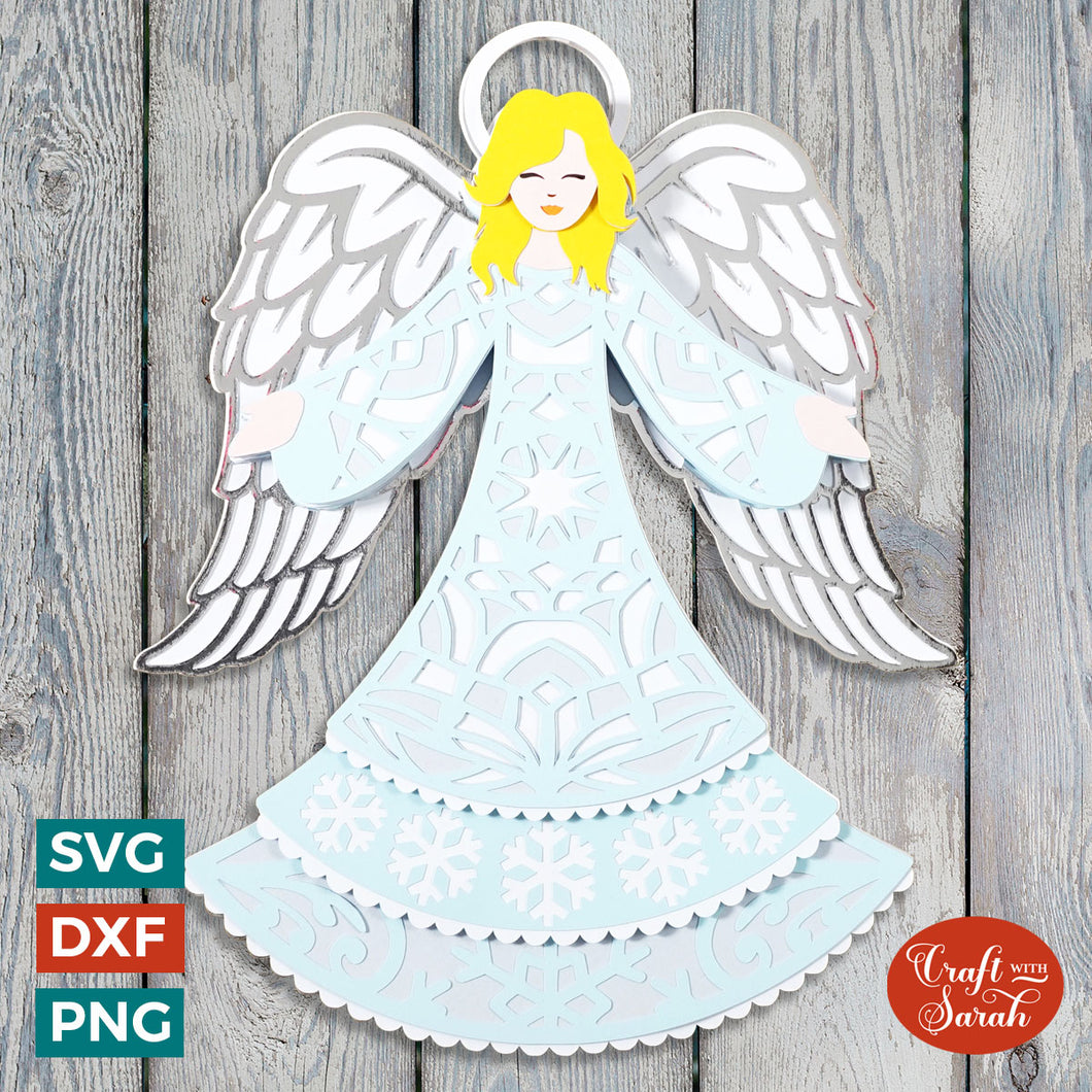 Christmas Angel Layered SVG | Pretty Angel SVG