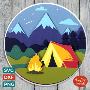 Camping SVG | Layered Papercut Camping SVG