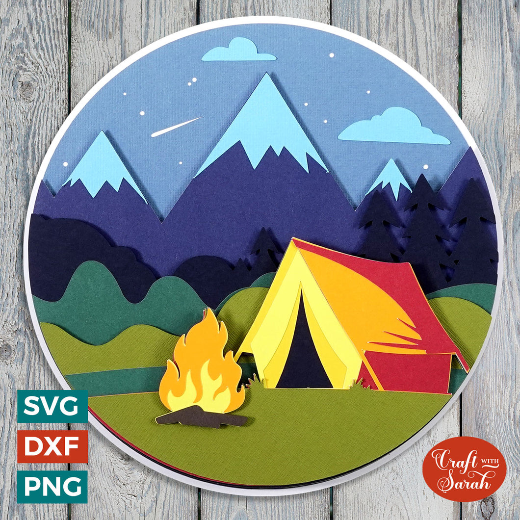 Camping SVG | Layered Papercut Camping SVG