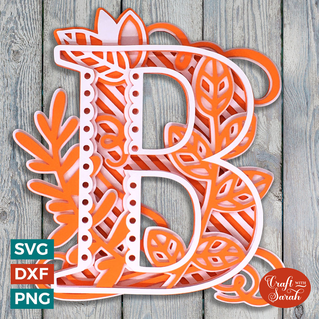 Letter B Layered SVG | 3D 'B' Letter Cutting File