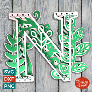 Letter N Layered SVG | 3D 'N' Letter Cutting File