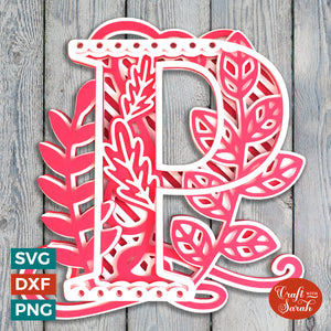 Letter P Layered SVG | 3D 'P' Letter Cutting File