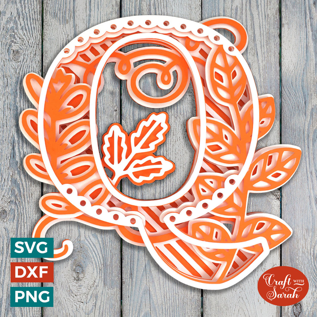 Letter Q Layered SVG | 3D 'Q' Letter Cutting File