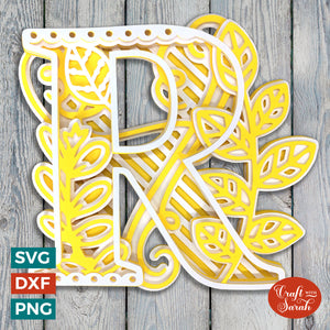 Letter R Layered SVG | 3D 'R' Letter Cutting File