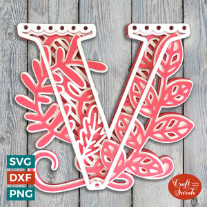 Letter V Layered SVG | 3D 'V' Letter Cutting File
