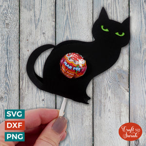 Black Cat Lollipop Holder SVG | Halloween Lollipop Holder