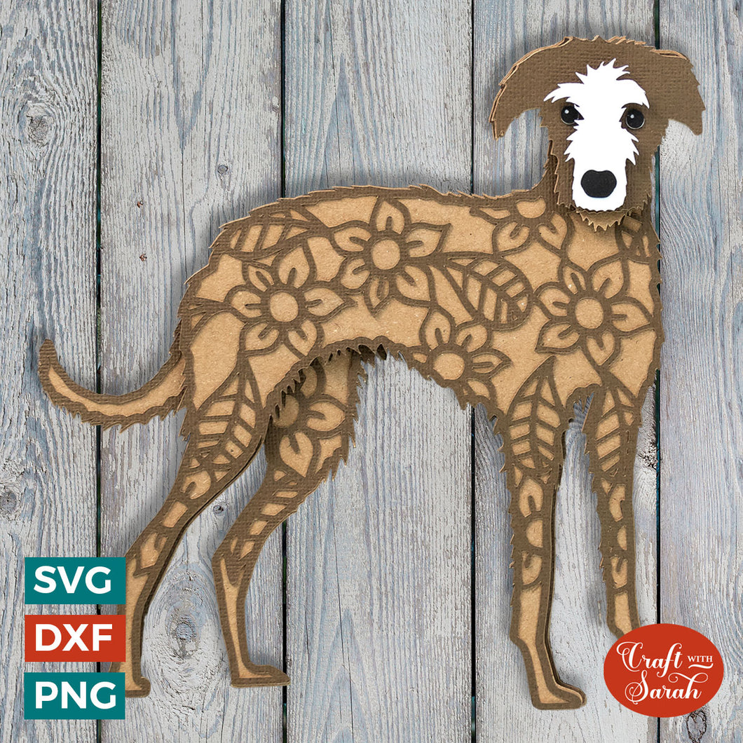Lurcher (Wire Haired) SVG | Layered Wire Haired Lurcher or Sighthound Cutting File