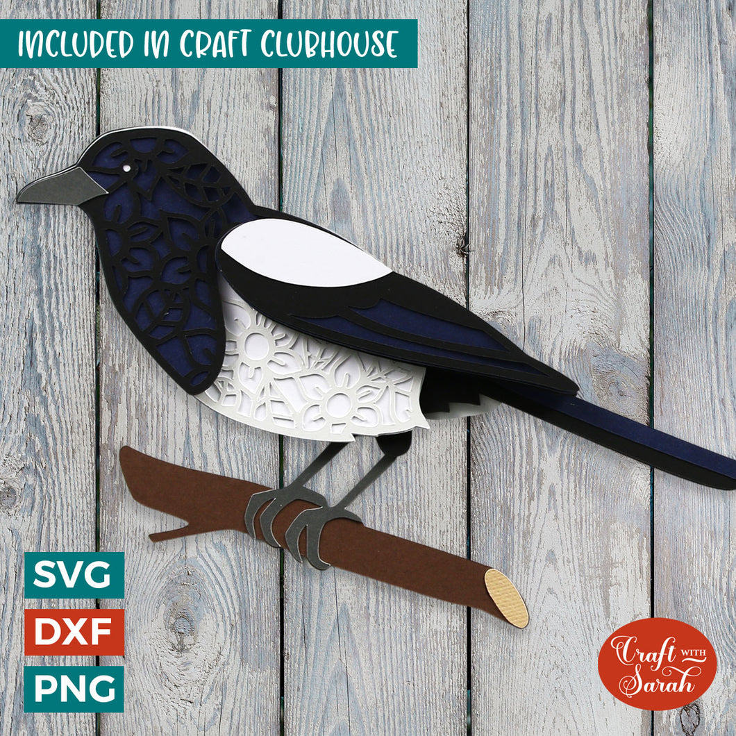 Magpie SVG | Layered Magpie Bird Cutting File