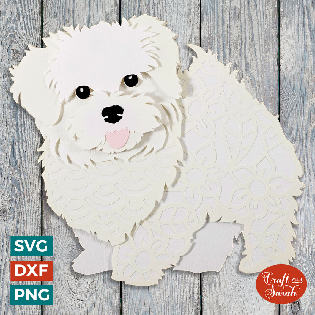 Maltese Puppy SVG | Layered Cute Puppy Cutting File