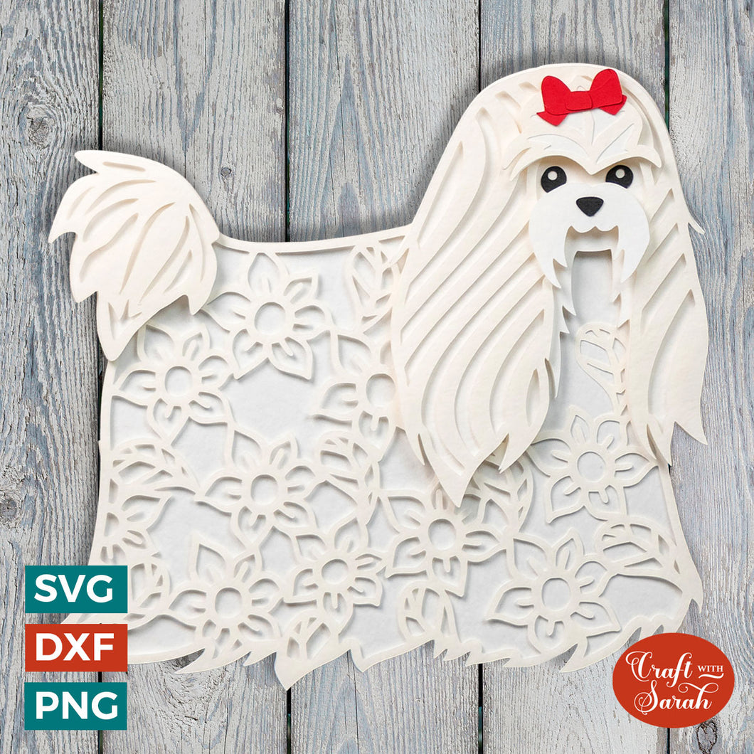 Maltese Dog SVG | Long-Hair / Show Style Maltese Cutting File