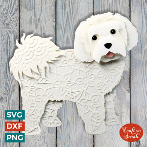 Maltese Dog SVG | Layered Maltese Dog Cutting File