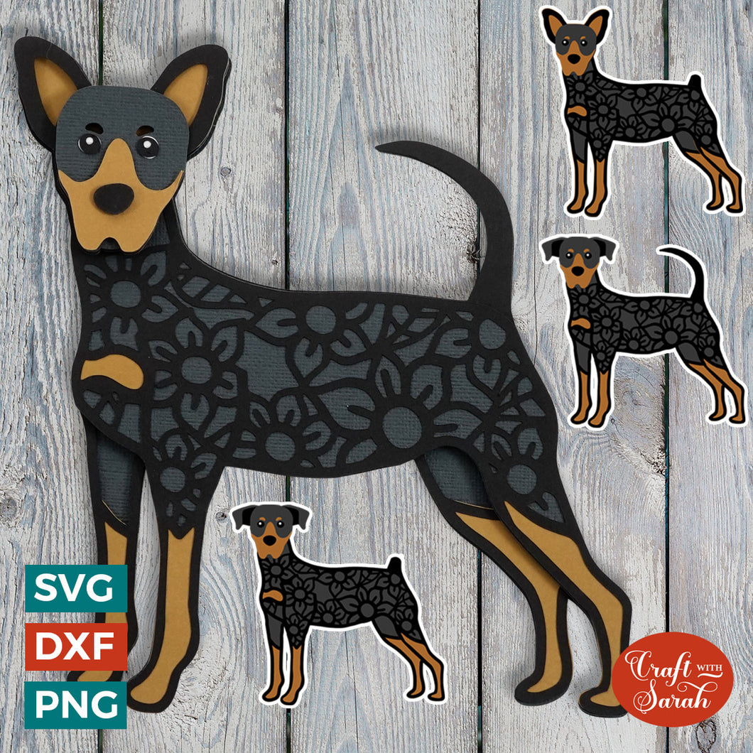 Min Pin Dog SVG | Miniature Pinscher Layered Cutting File