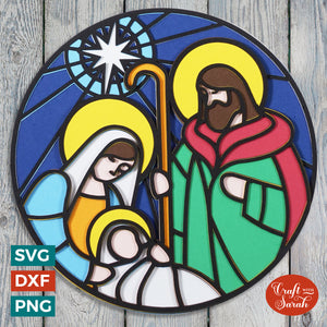 Nativity Layered SVG | Christmas Stained Glass Window SVG