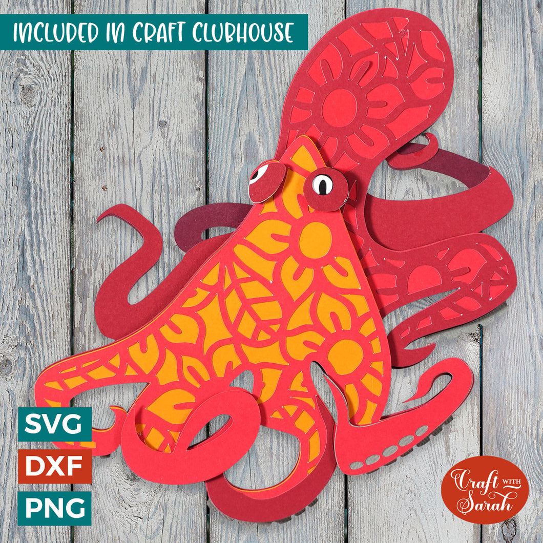 Octopus SVG | 3D Layered Octopus Sea Animal SVG