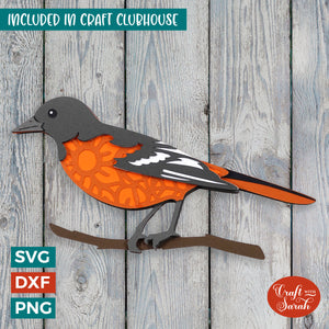 Oriole Bird SVG | Layered Oriole Bird Cutting File