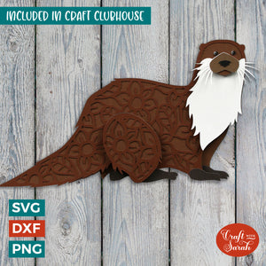 Otter SVG | Layered Woodland Otter Cutting File