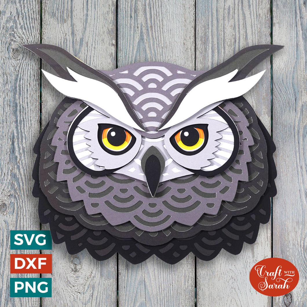 Owl Mandala Head SVG | Layered Owl Mandala Head Cutting File