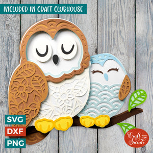 Mother & Baby Owls SVG File | Layered Owls Cutting File
