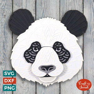 Panda Mandala Head SVG | Layered Panda Mandala Head Cutting File