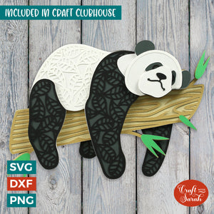Panda SVG | Layered Lazy Panda Cutting File