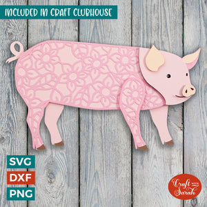 Pig SVG | Layered Piglet Cutting File