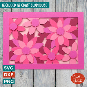 Pink Flowers Greetings Card | Pink Flowers Card SVG
