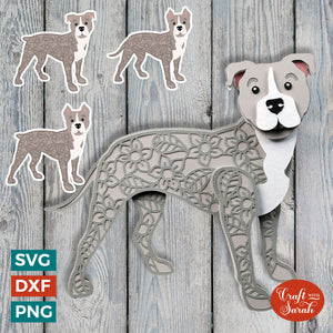 Pitbull SVG | Layered Pittie Dog Cutting File