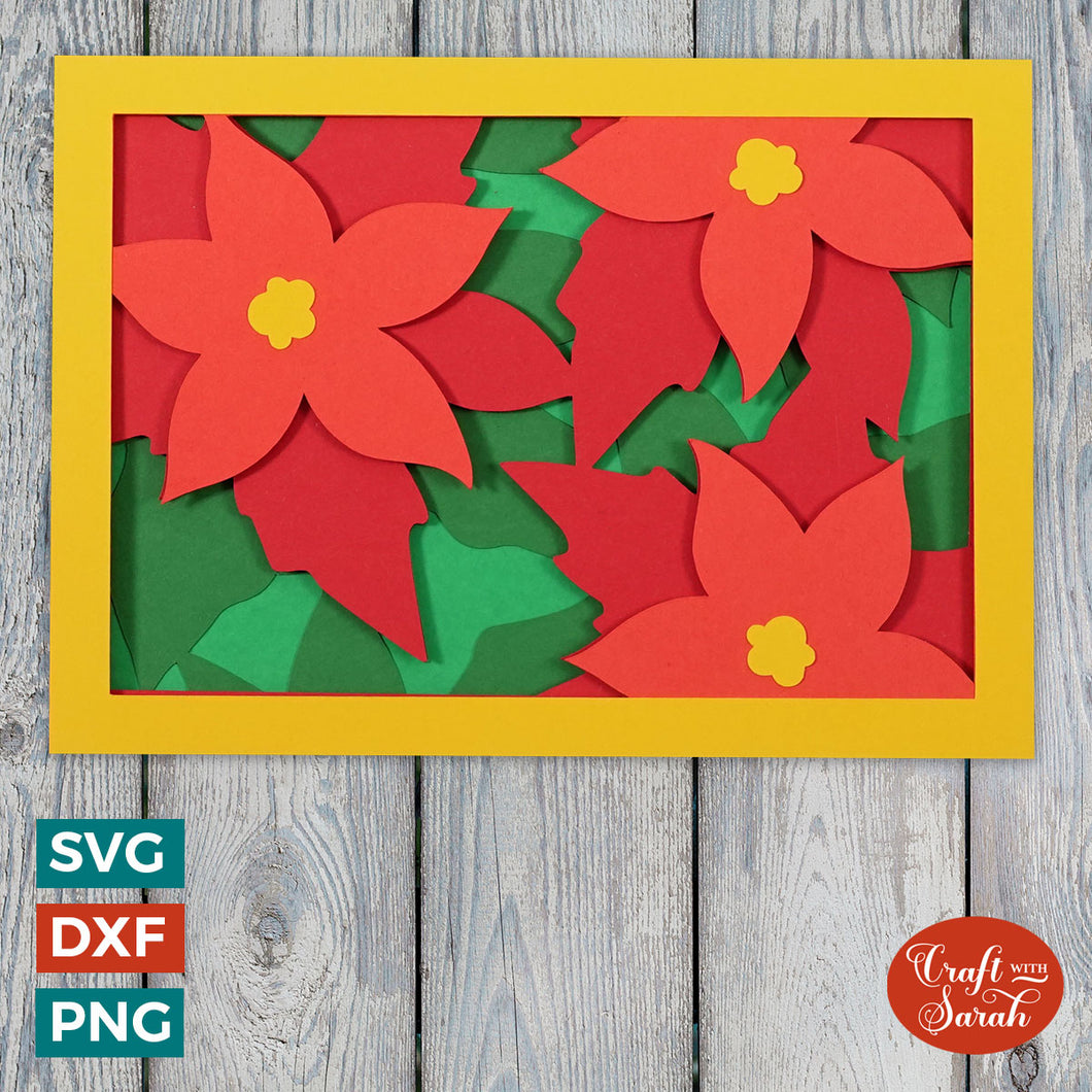 Poinsettia Flowers Greetings Card Cut File