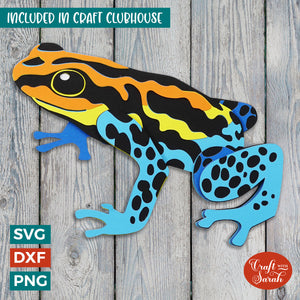 Poison Dart Frog SVG | 3D Layered Poison Dart Frog Rainforest Animal SVG