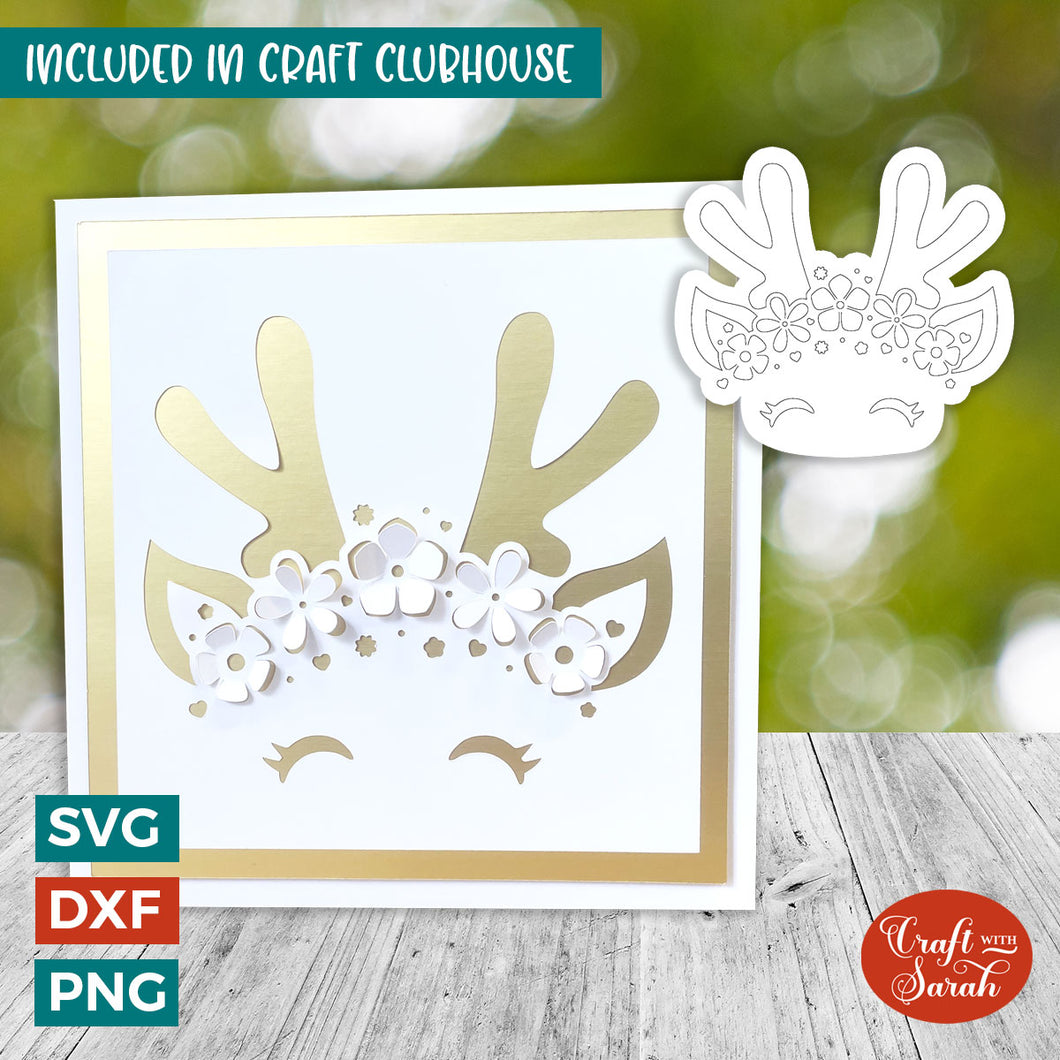 Popout Reindeer Crown Card | 