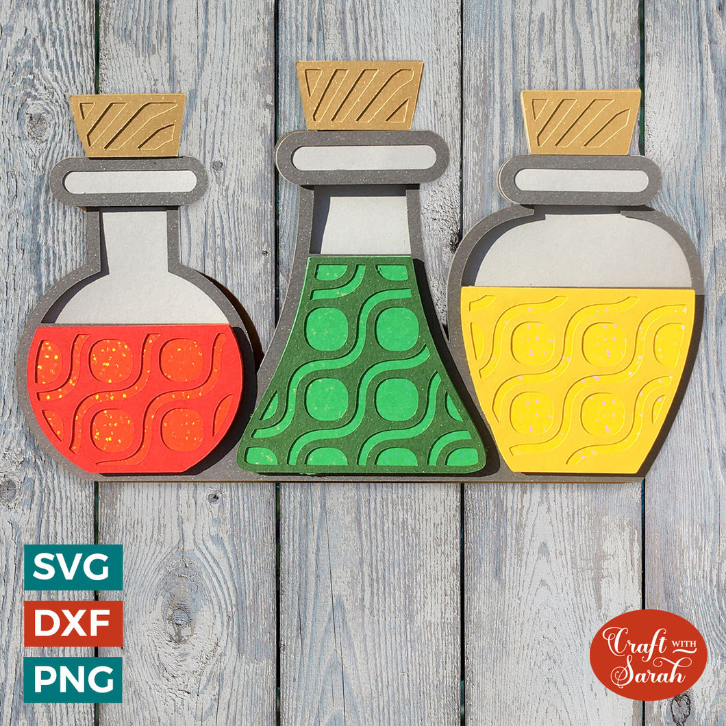 Halloween Potion Bottles Layered SVG | Potions Cutting File