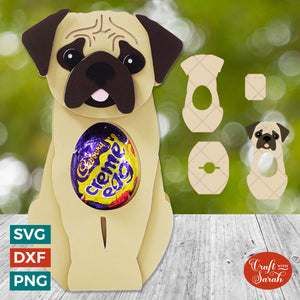Pug Egg Holder SVG | Easter Pug Chocolate Egg Holder