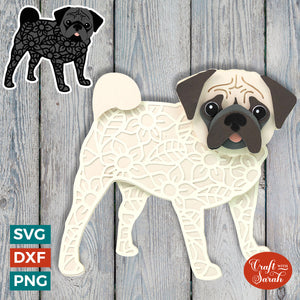 Pug SVG | Layered Pug Dog Cutting File
