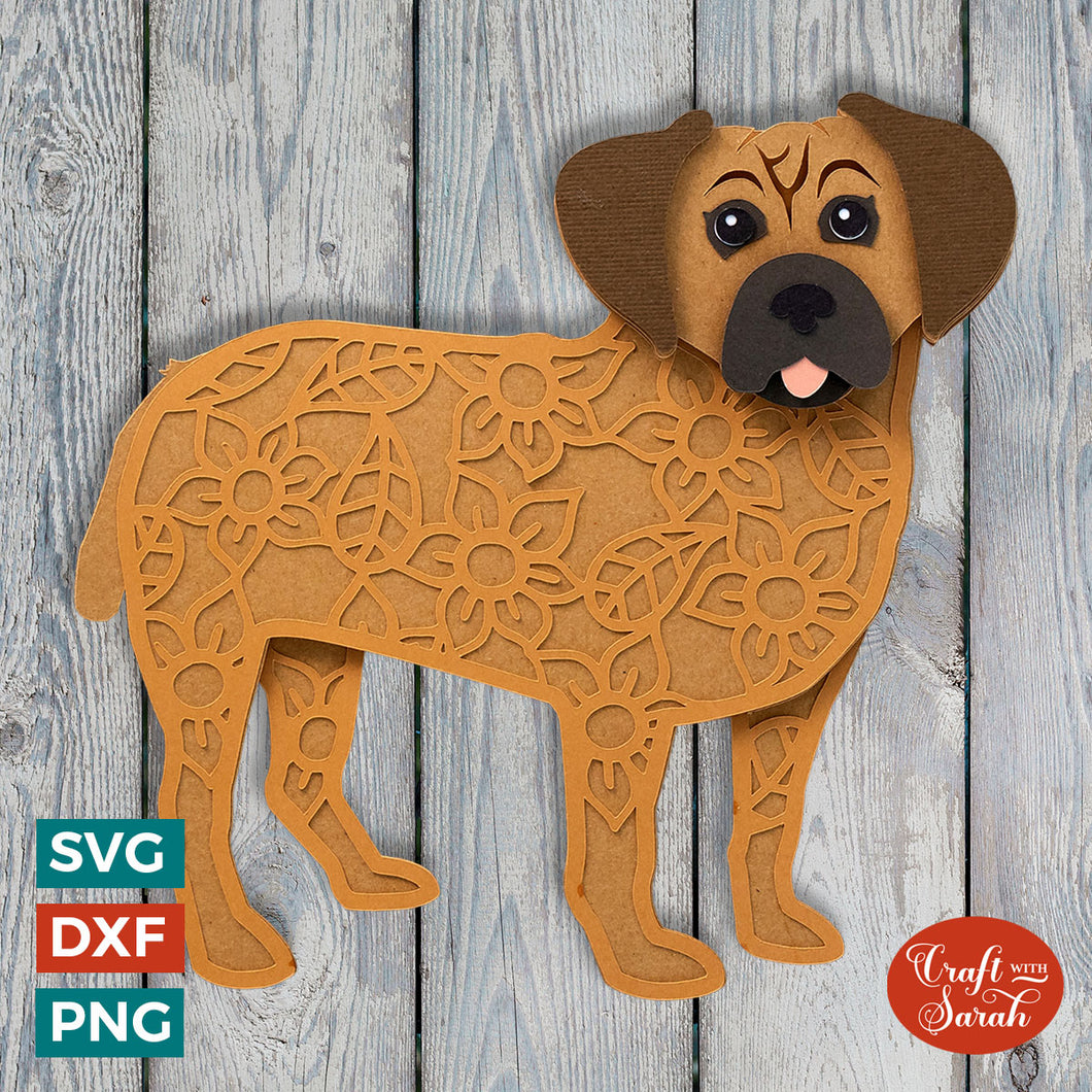 Puggle SVG | Layered Pug x Beagle Dog Cutting File