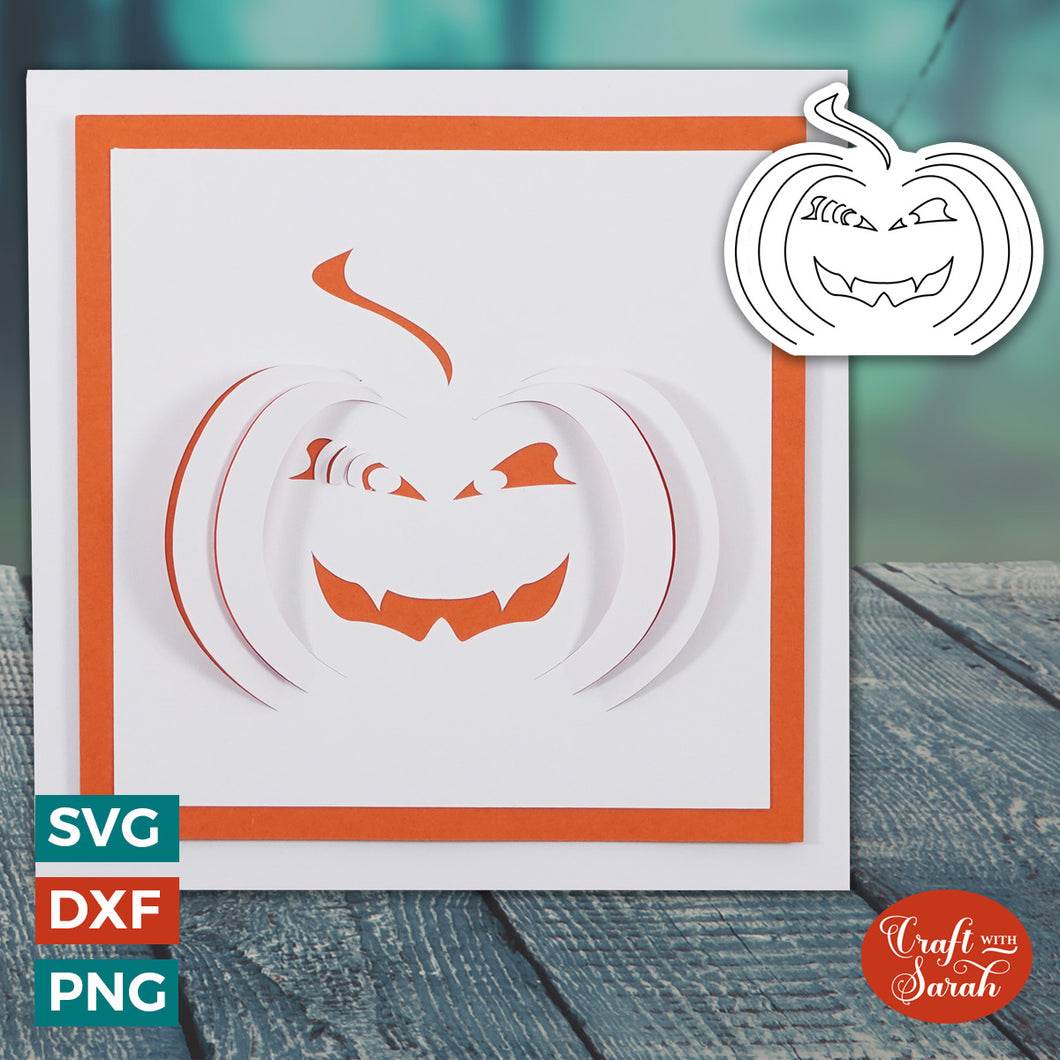 Popout Halloween Pumpkin Card SVG | Jack O Lantern Cut & Fold Card 2