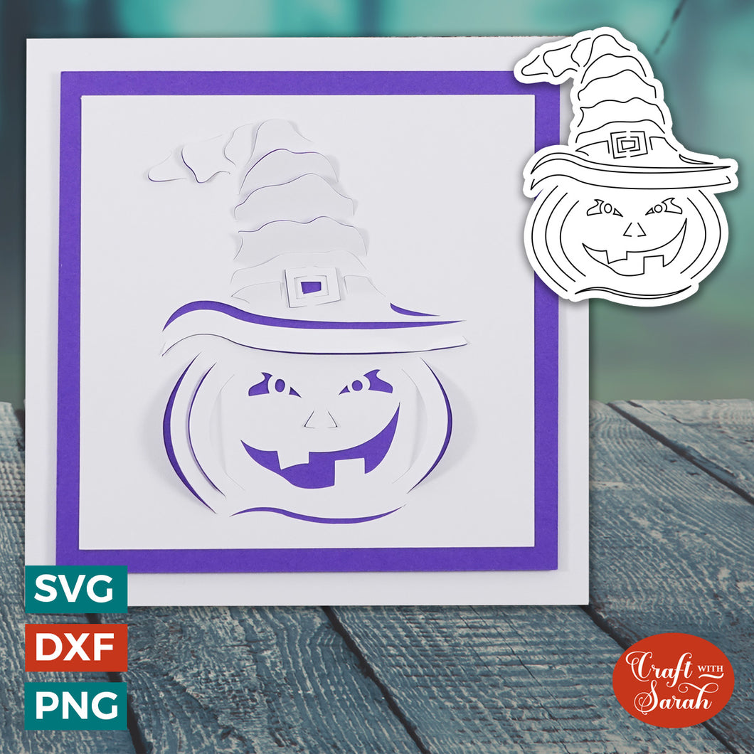 Popout Halloween Pumpkin Card SVG | Jack O Lantern Cut & Fold Card 3