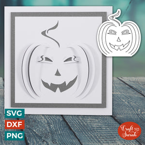 Popout Halloween Pumpkin Card SVG | Jack O Lantern Cut & Fold Card 4
