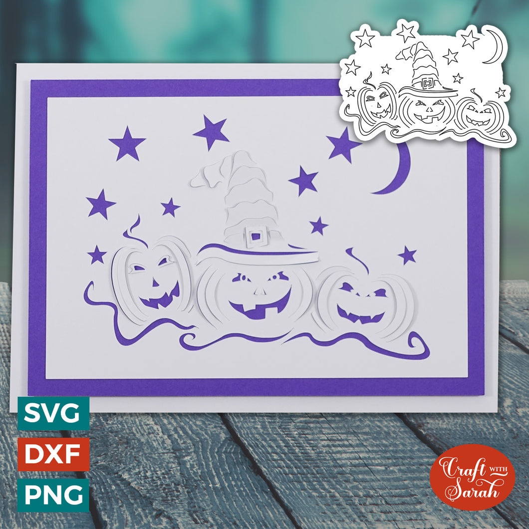 Popout Halloween Pumpkins Card SVG | Jack O Lantern Cut & Fold Card 5