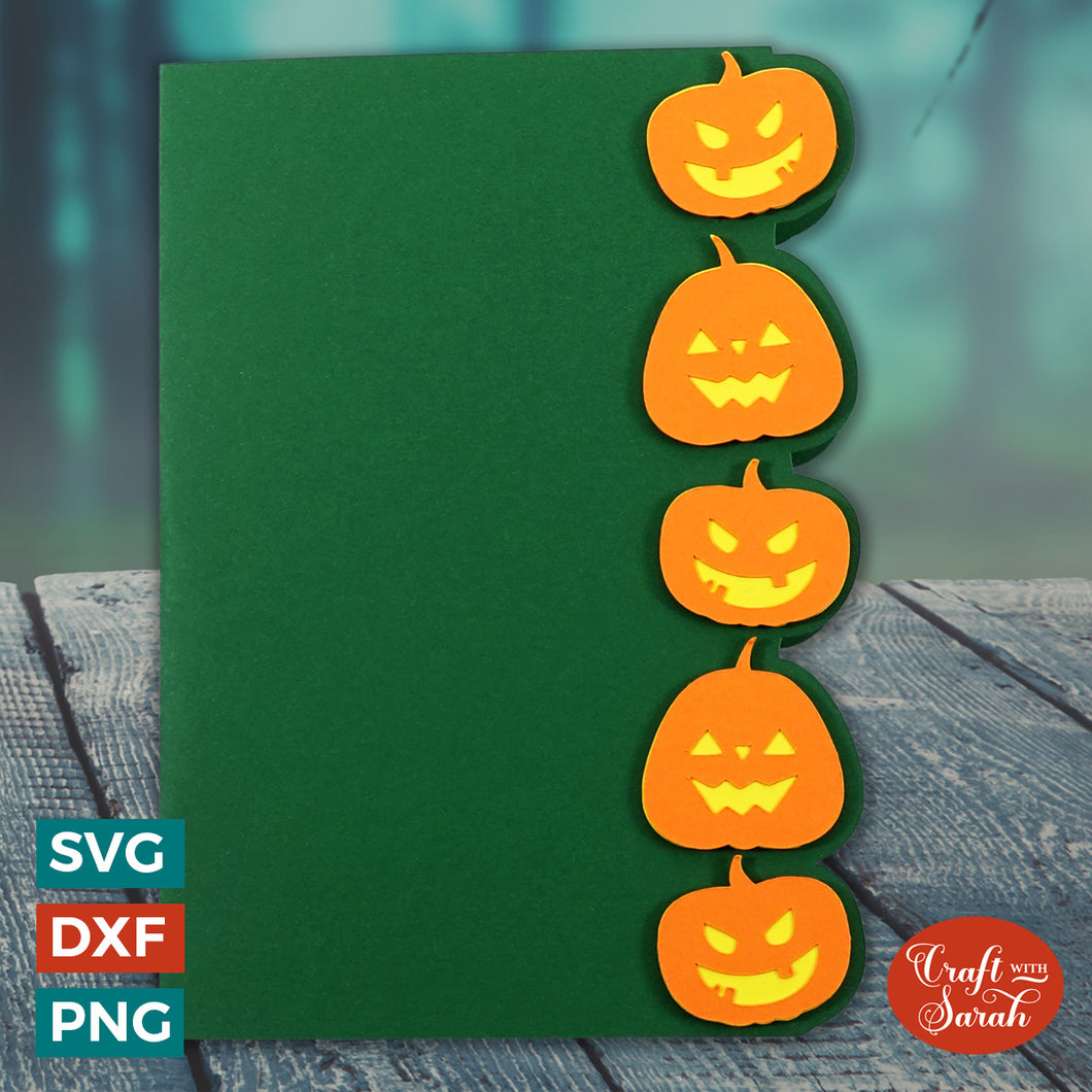Pumpkin Faces Greetings Card | Halloween Side-Edge Card