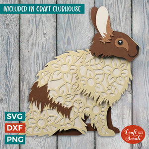 Rabbit SVG | Layered Long Fur Rabbit Cutting File