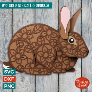 Rabbit SVG | Layered Short Fur Rabbit Cutting File