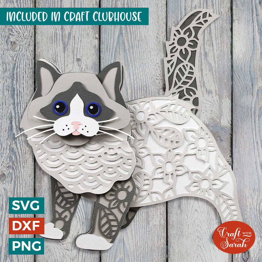 Ragdoll Kitten SVG | Layered Rag Doll Kitten Cutting File