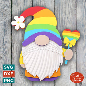 Rainbow Gnome SVG | Layered Male Rainbow Gnome SVG