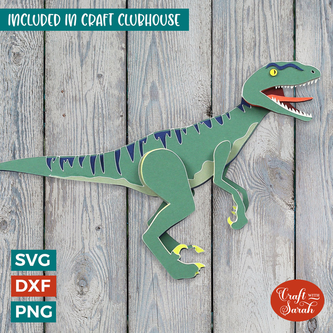 Raptor SVG | Layered Velociraptor Dinosaur Cutting File