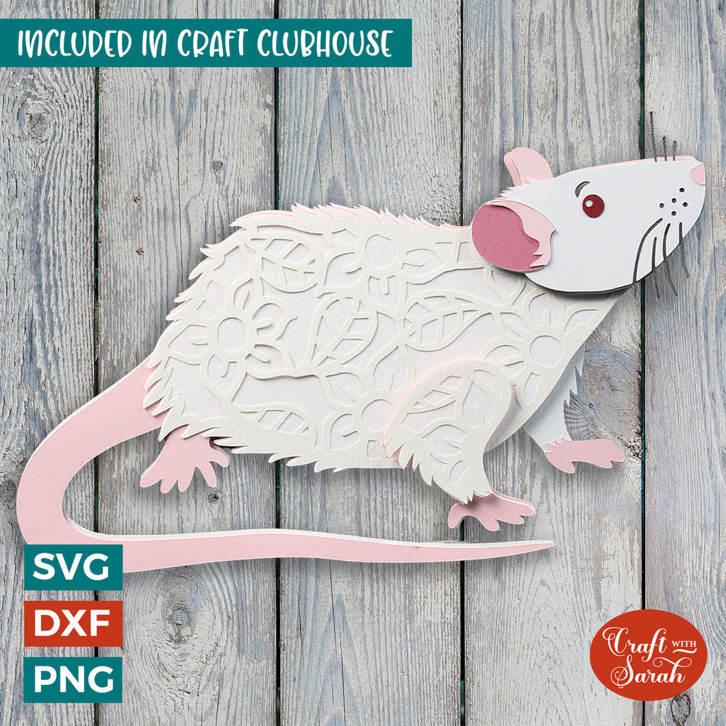 Rat SVG | Layered Pet Rat Cutting File