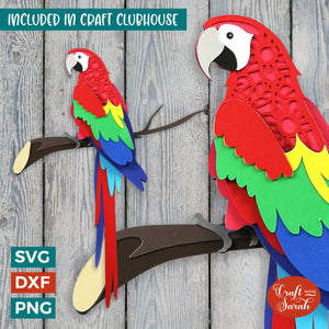 Parrot SVG | Layered 3D Macaw Parrot Cutting File